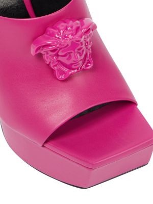 Papuci tip mules din piele cu platformă Versace roz
