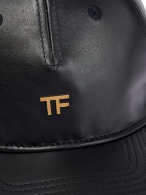 Usnjena kapa s šiltom Tom Ford črna