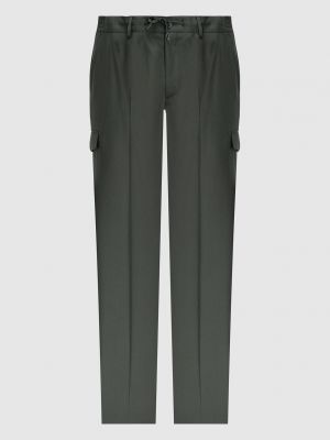 Шерстяные брюки карго с вышивкой Stefano Ricci зеленые