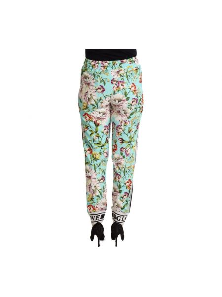 Spodnie sportowe slim fit w kwiatki slim fit Dolce And Gabbana zielone