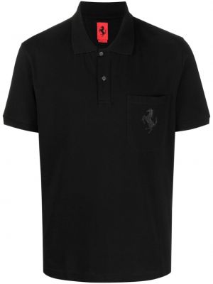 Памучна поло тениска с принт Ferrari черно
