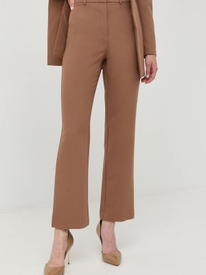 Jednobarevné kalhoty s vysokým pasem z polyesteru Bardot - hnědá