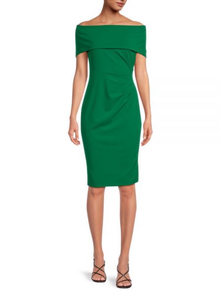 Платье с открытыми плечами Marina зеленое