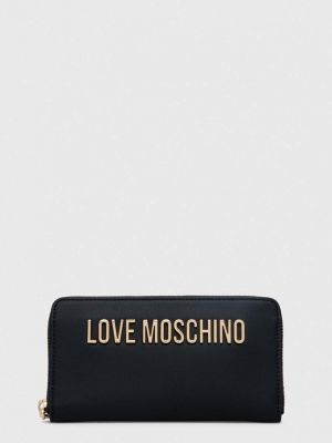 Portfel skórzany ze skóry ekologicznej Love Moschino czarny
