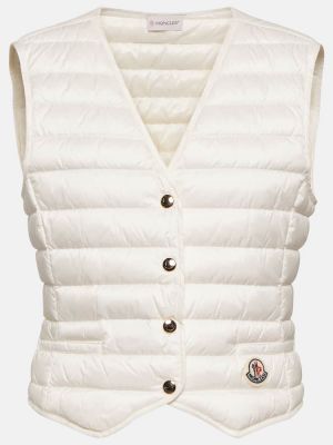 Péřová vesta s výstřihem do v Moncler bílá