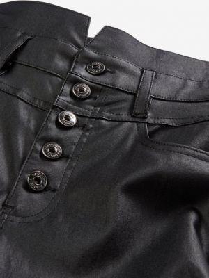 Кожаные брюки с высокой талией из искусственной кожи Rainbow черные