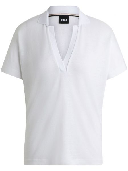 Поло тениска с v-образно деколте Boss бяло