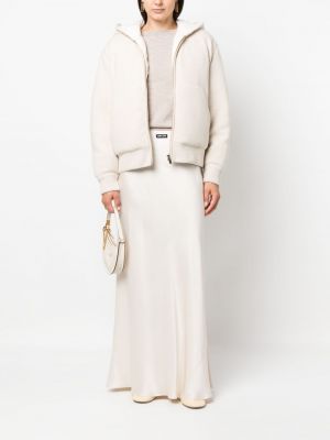 Péřová bunda s výšivkou Miu Miu bílá