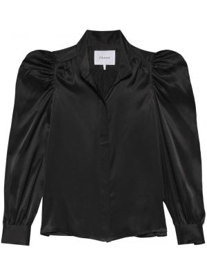Копринена блуза Frame черно