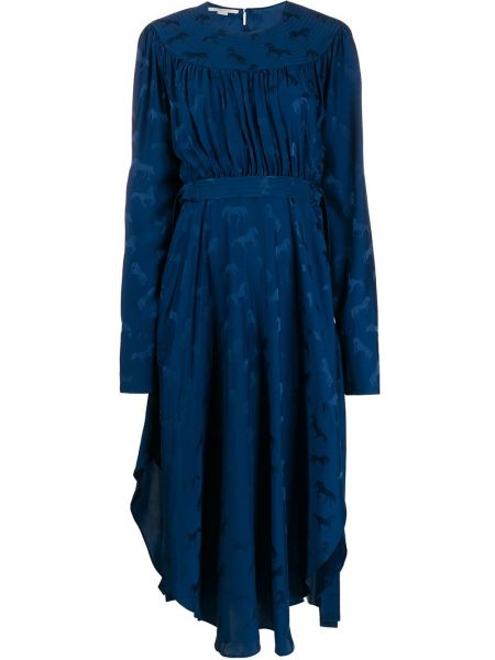 Vestido midi de tejido jacquard Stella Mccartney azul