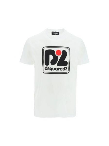 Koszulka bawełniana z nadrukiem Dsquared2 biała