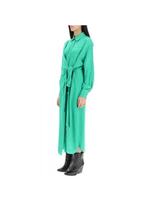 Vestido camisero de raso de tejido jacquard drapeado Msgm verde