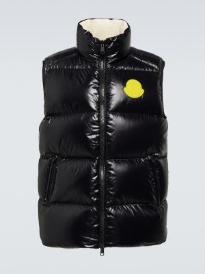 Pérová pérová nylónová vesta Moncler čierna