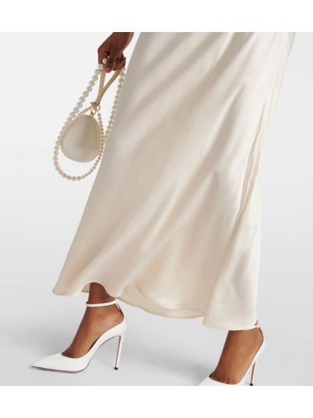 Μεταξωτή μίντι φόρεμα Rixo λευκό