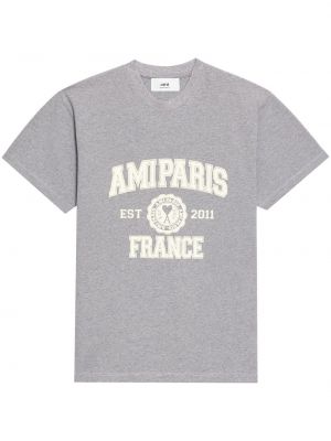 T-shirt con stampa Ami Paris grigio