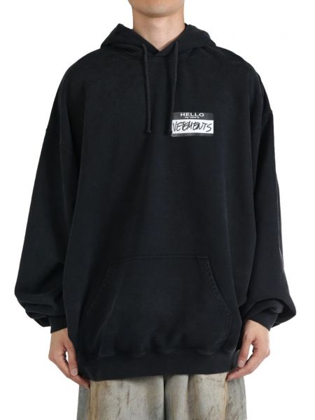 Baskılı hoodie Vetements siyah