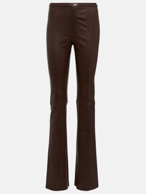 Кожаные брюки с высокой талией Stouls коричневые