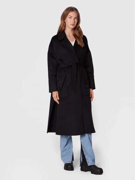 Oversized vlněný zimní kabát Silvian Heach černý