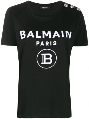 Camiseta con botones Balmain negro