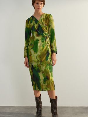 Batikované pletené šaty Trendyol zelené
