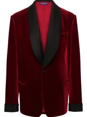 Шелковый пиджак из вискозы Ralph Lauren красный