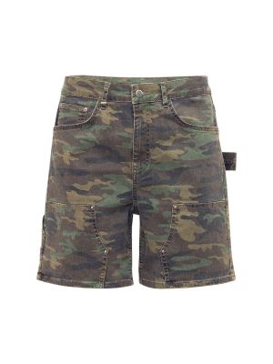 Shorts en coton à imprimé à imprimé camouflage Flâneur vert