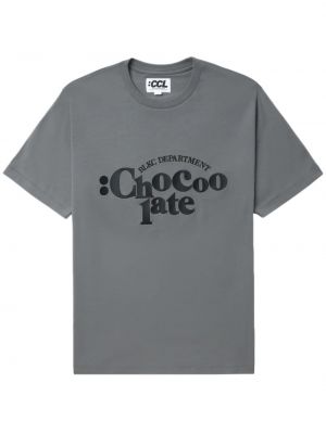 Βαμβακερή μπλούζα με σχέδιο Chocoolate γκρι
