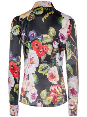 Svilena satenska srajca s cvetličnim vzorcem Dolce & Gabbana