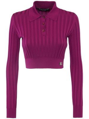 Zīda polo krekls Dolce & Gabbana violets