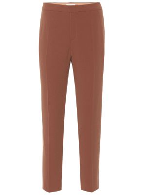 Pantalones rectos de crepé Chloé marrón