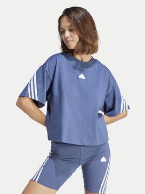 T-shirt à rayures large Adidas bleu