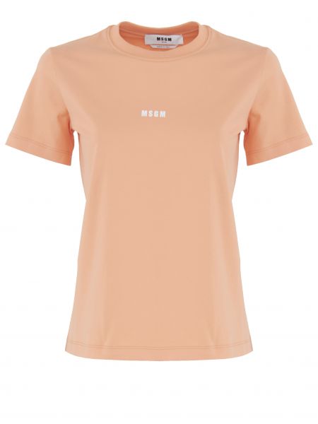 Хлопковая футболка Msgm оранжевая