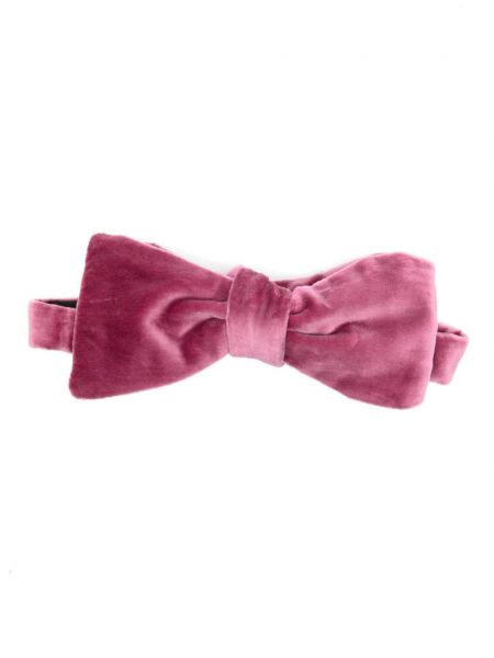 Žametna kravata z lokom iz rebrastega žameta Paul Smith roza