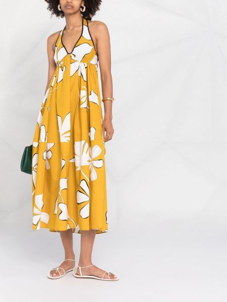 Vestido midi de flores con estampado Gentry Portofino amarillo