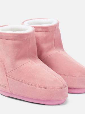 Semišové sněžné boty Moon Boot růžové
