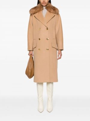 Vlněný kabát Elisabetta Franchi hnědý