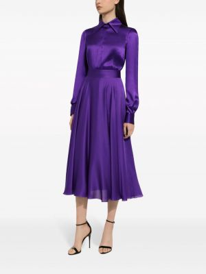 Plisované hedvábné sukně Dolce & Gabbana fialové