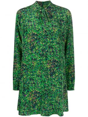 Копринена рокля на цветя с принт An An Londree зелено