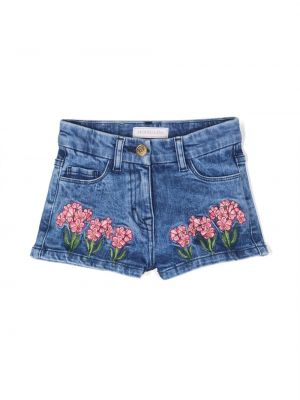 Shorts di jeans a fiori Monnalisa blu