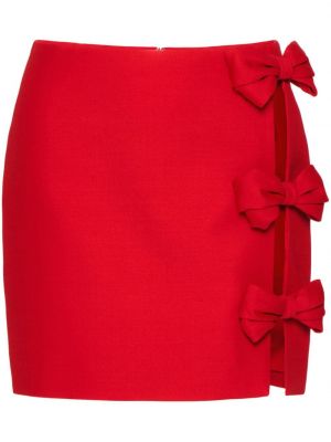 Mini spódniczka z kokardką z krepy Valentino Garavani czerwona