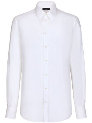 Lněná košile Dolce & Gabbana bílá
