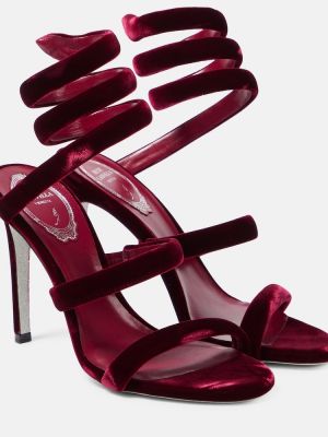 Aksamitne sandały Renè Caovilla czerwone