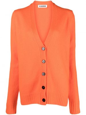 Woll strickjacke mit v-ausschnitt Jil Sander orange