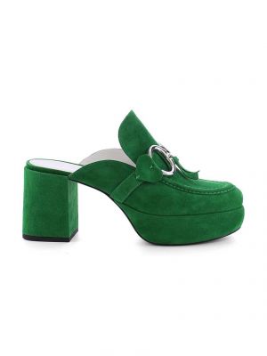 Semišové pantofle na podpatku Kennel & Schmenger zelené