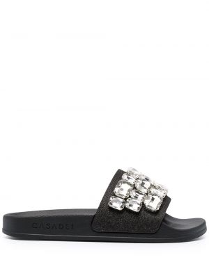 Krystaller flip-flops Casadei svart