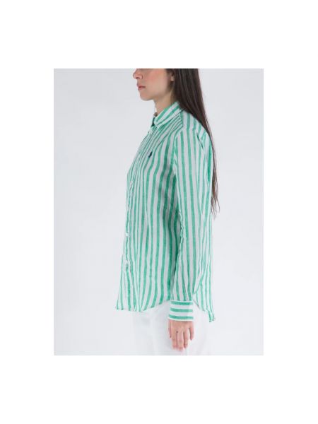 Koszula w paski relaxed fit Polo Ralph Lauren zielona