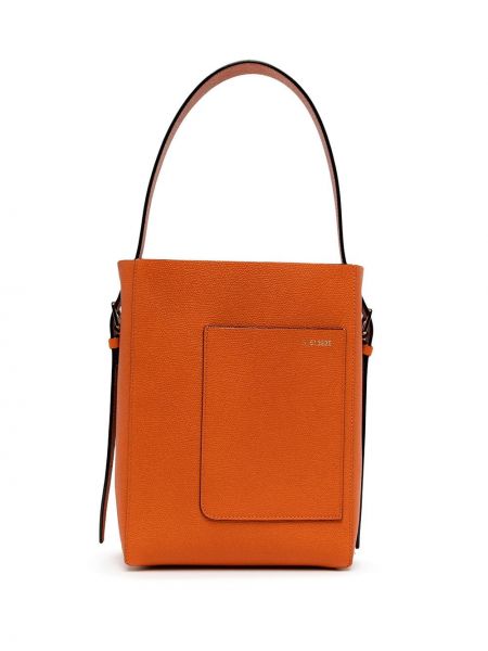Usnjena nakupovalna torba Valextra oranžna