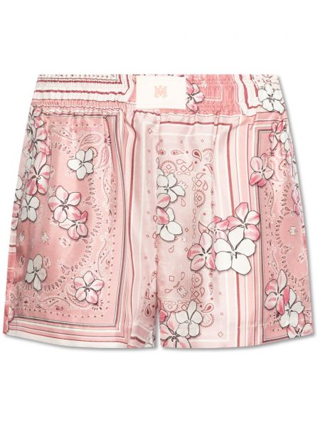 Seiden shorts mit print Amiri pink