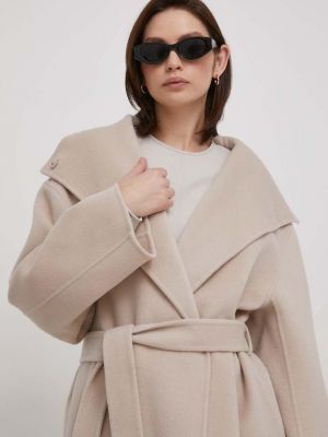 Шерстяное пальто оверсайз Calvin Klein серое