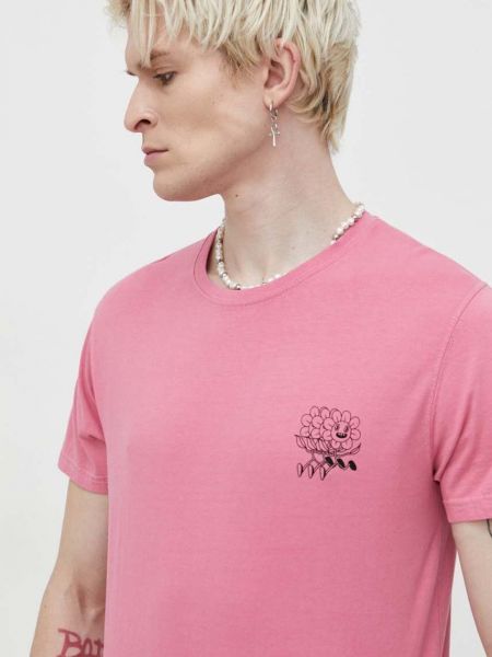 Koszulka bawełniana z nadrukiem Kaotiko różowa